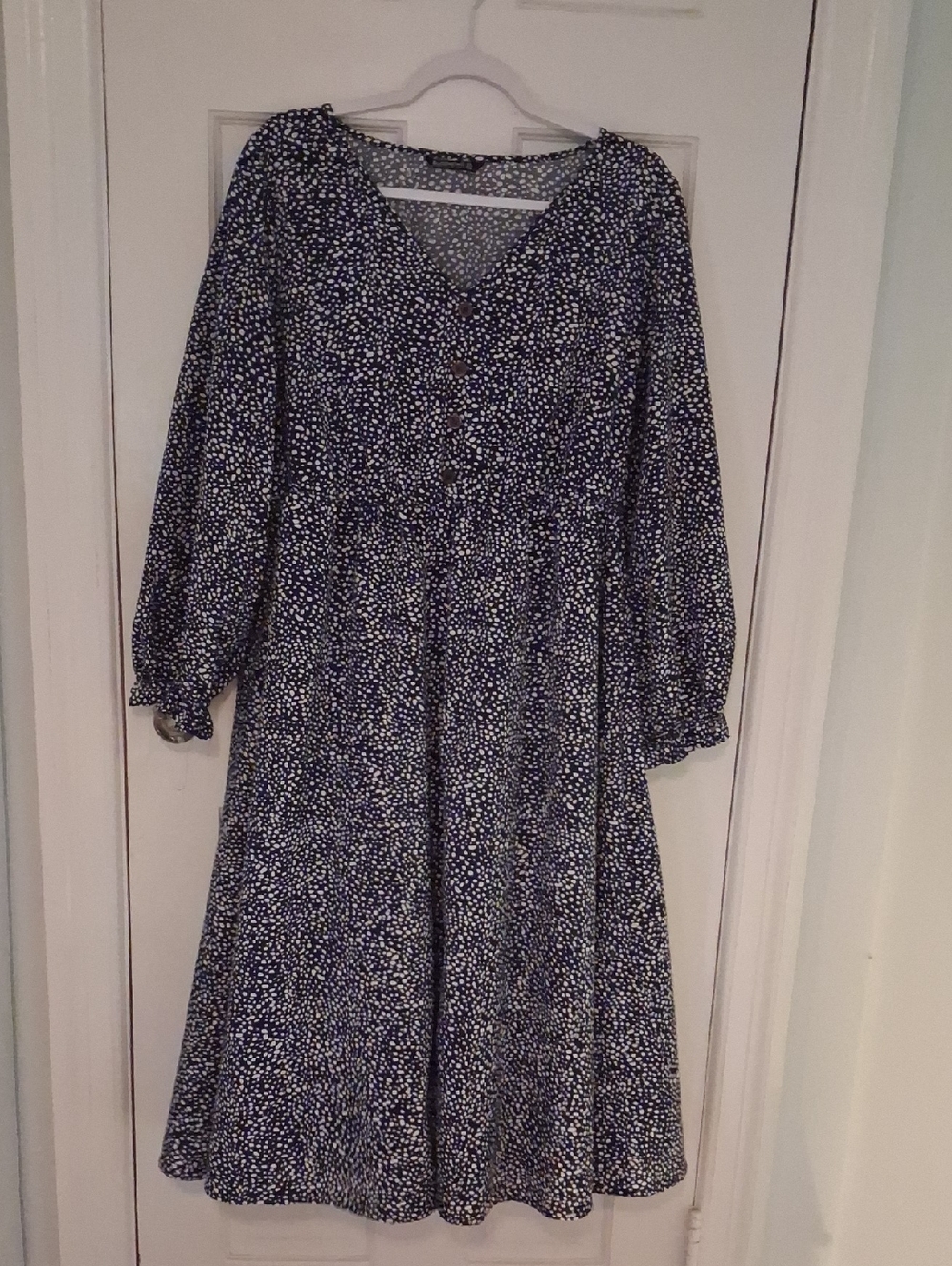 BloomChic Navy and White Polka-Pattern Midi Dress